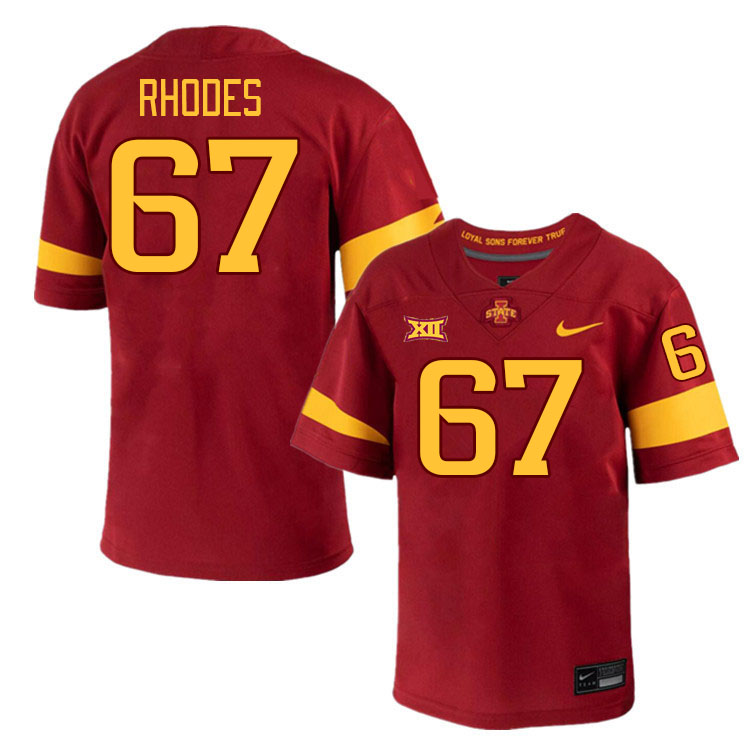 Men #67 Carson Rhodes Iowa State Cyclones College Football Jerseys Stitched-Cardinal